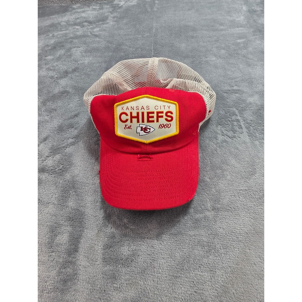 NEW Fanatics Kansas City Chiefs Trucker Hat Red Cream Snapback NFL Cap